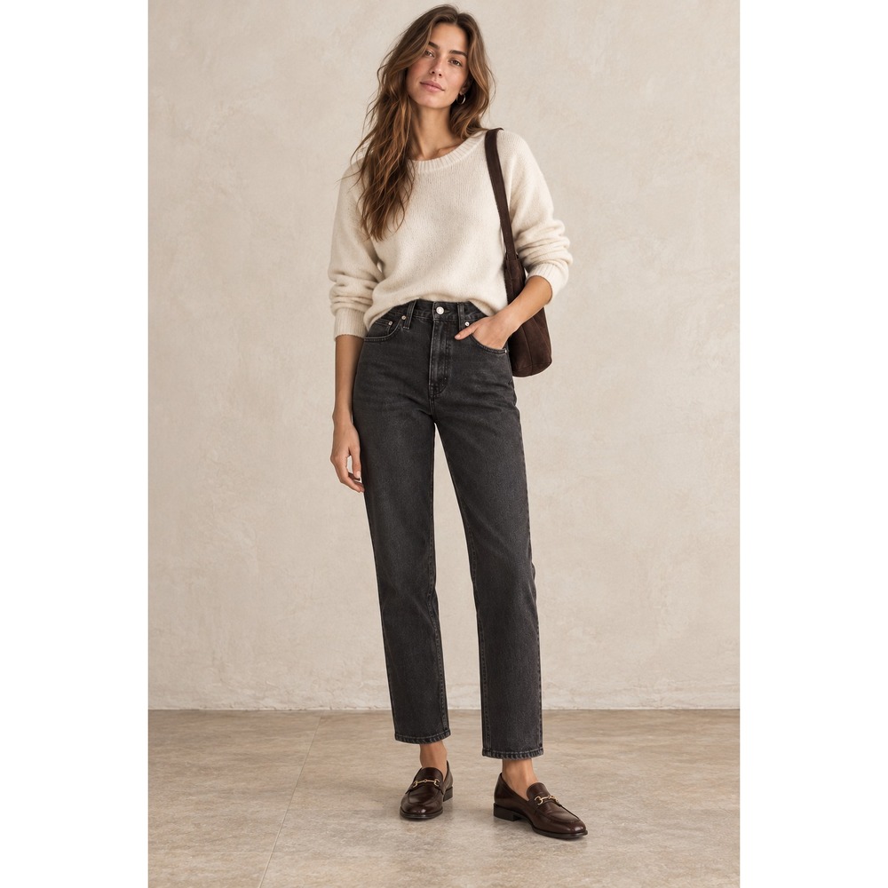 Madewell Classic Straight Jeans Women Sz 27 Tall (27x28) Dark Wash Stretch